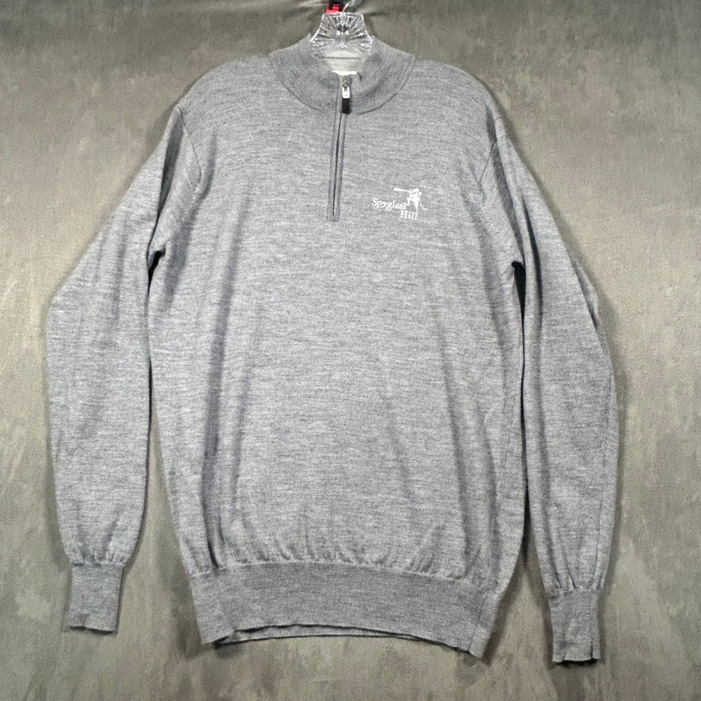 Peter Millar Spyglass Hill Golf Sweater Mens L Gray Merino Wool Silk 1/4 Zip L